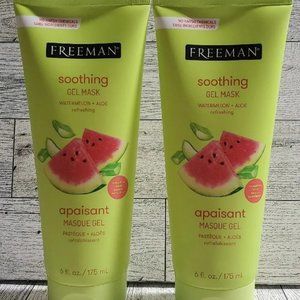 FREEMAN Facial Aloe Soothing Cooling Gel Mask, Watermelon, 6 Fl Oz.